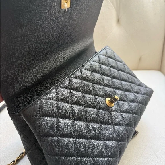 Coco CHANEL Black Caviar Top handle with Gold Accents - Picture 8 of 11